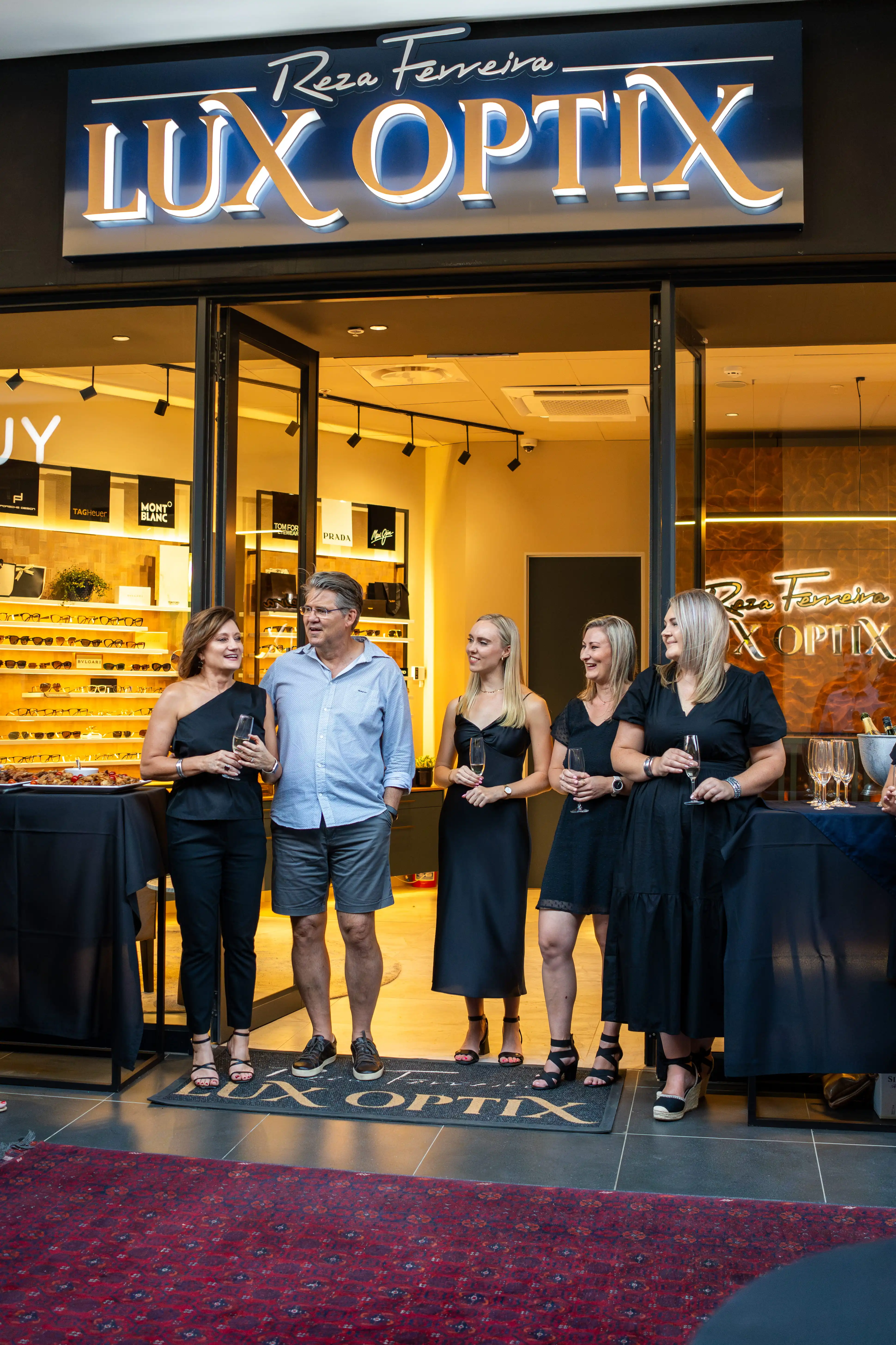 The Reza Ferreira Optometrists team celebrating the opening of LuxOptix in Parelberg Shopping Centre